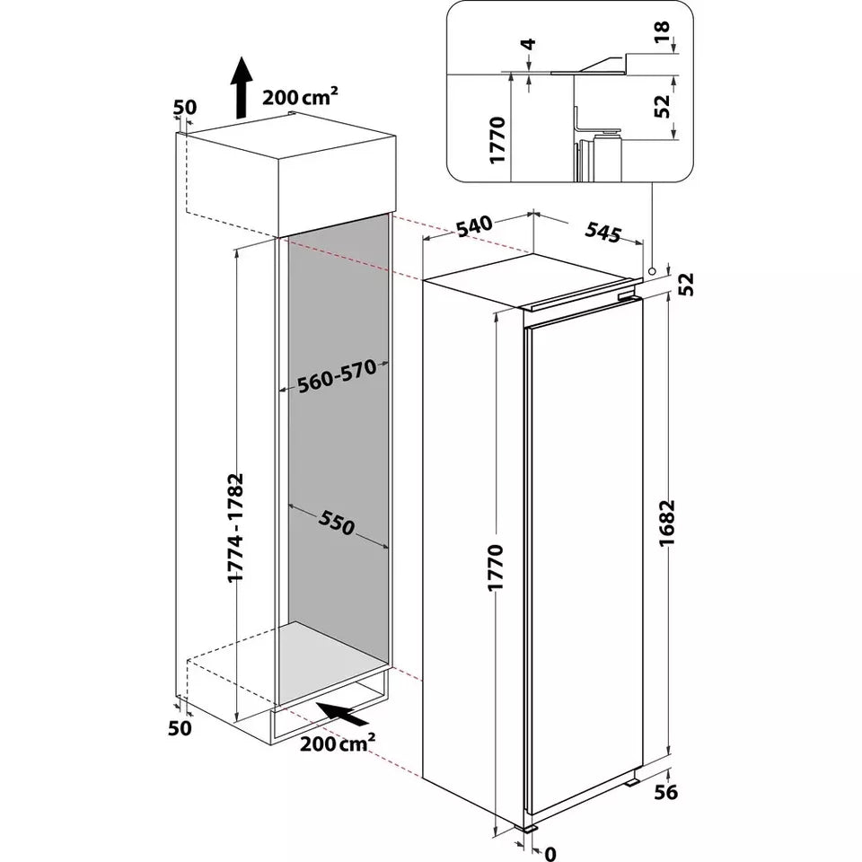 Hotpoint HF1801EF1 Integrated Frost Free Tall Freezer, 209L, (177cm Tall)