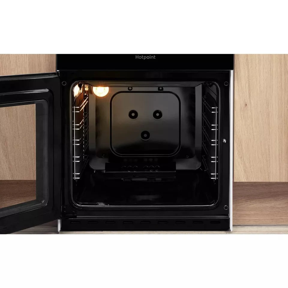 BRAND NEW Hotpoint HD5G00CCW 50cm Gas Cooker - Double Ovens, Grill & Hob, Lid