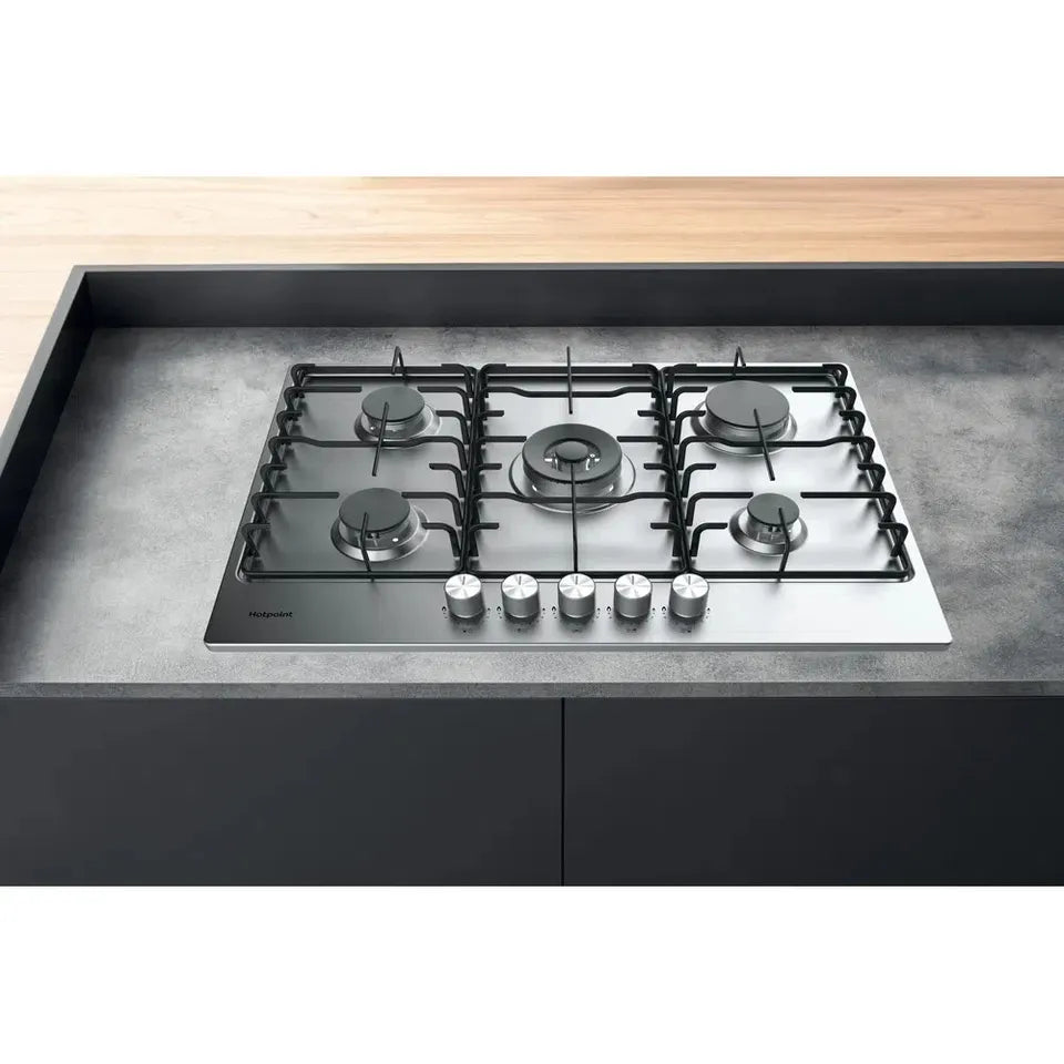 Hotpoint PPH75PDFIX - 73cm wide - 5 Burner Gas Hob with WOK Burner in St/Steel