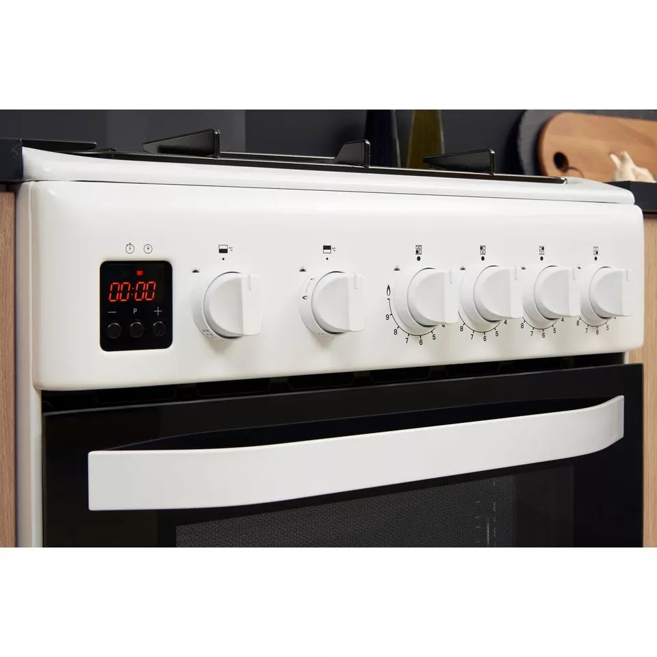 BRAND NEW Hotpoint HD5G00CCW 50cm Gas Cooker - Double Ovens, Grill & Hob, Lid