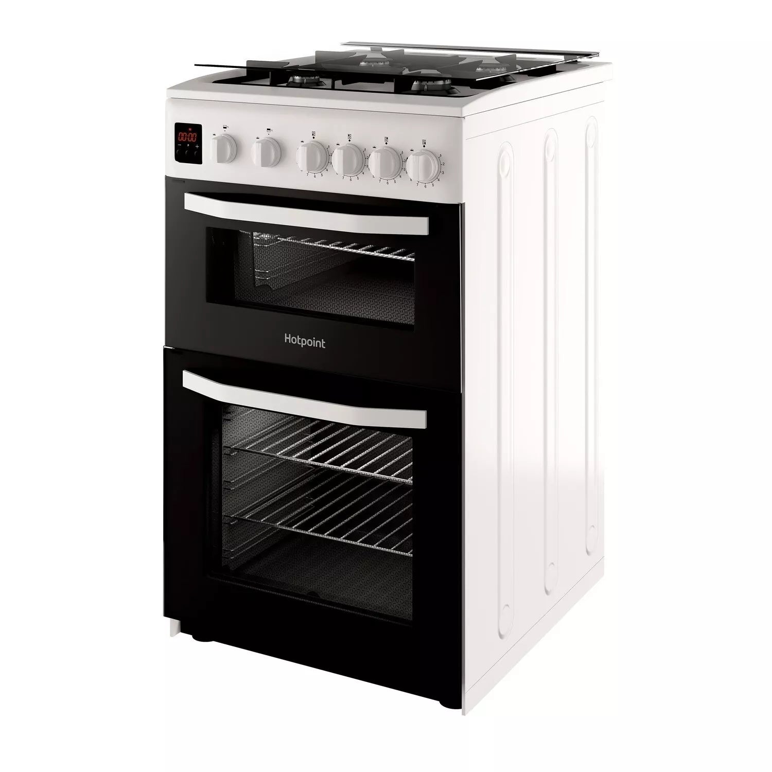 Hotpoint HD5G00CCW 50cm Gas Cooker - Double Ovens, Grill & Hob, Lid